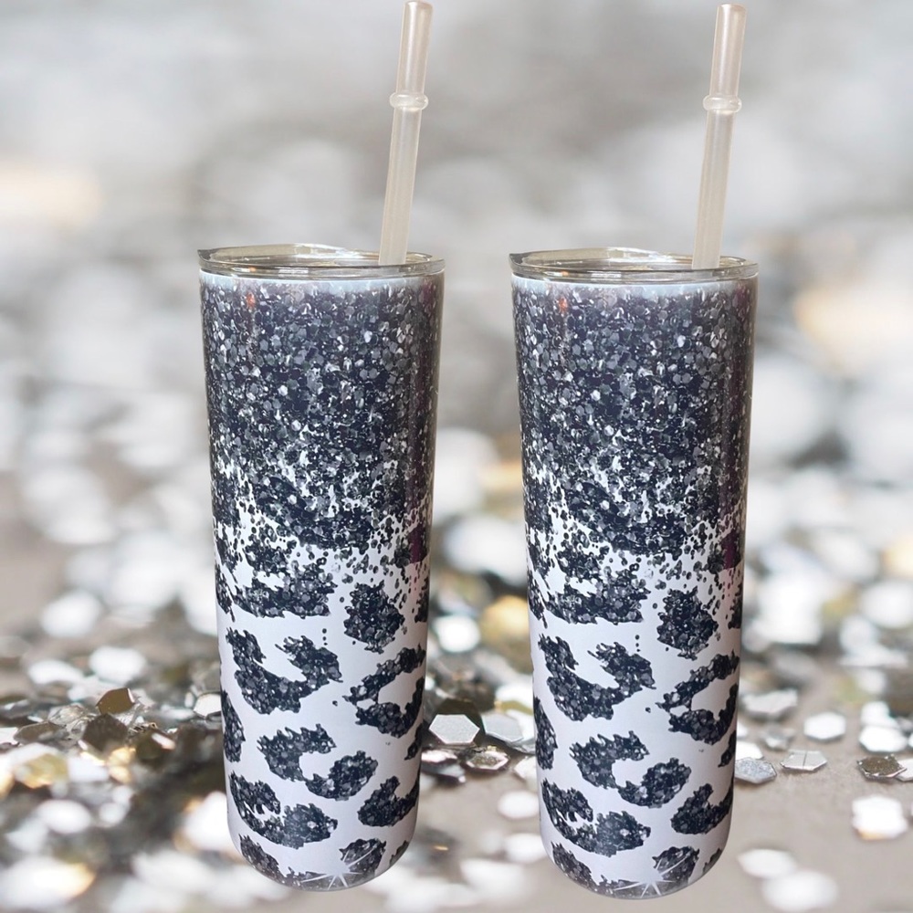 Cheetah Tumbler With Lid & Plastic Straw, 20oz, Stainless Ste…